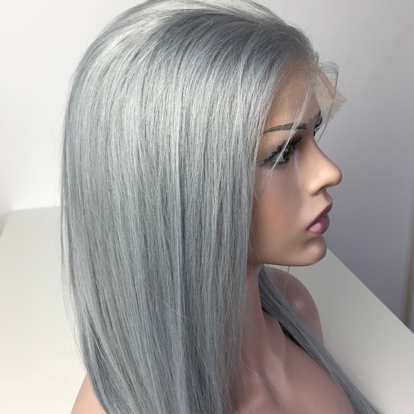 24” Silver Gray Full Lace Wig Straight main image 8
